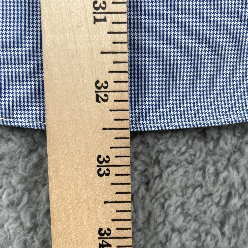 Brooks Brothers Shirt Mens 16.5 Blue Micro Houndstooth Long Sleeve Button‎ Up